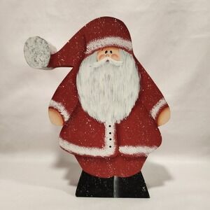 Vintage Wooden‎ Christmas Folk Art Hand Painted  Santa Claus 11.5" Block